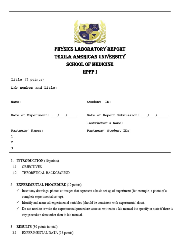 Physics Lab Report Guidelines | PDF | Experiment | Data
