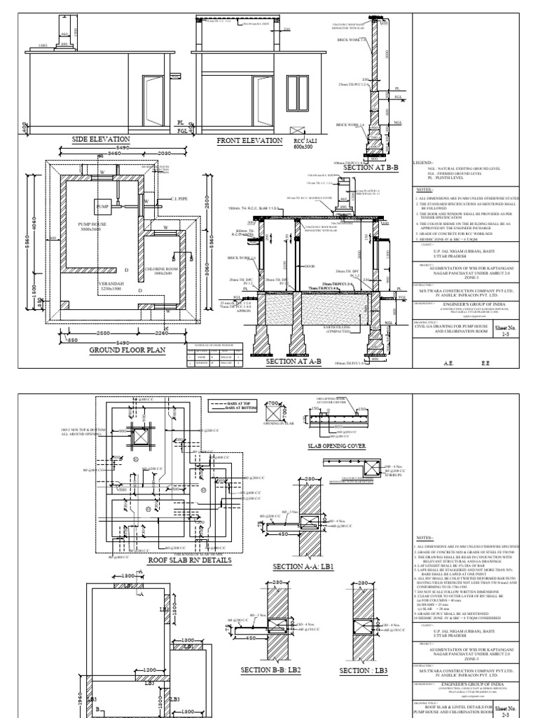 Pump House and Chlorination Room Plans | PDF | Materials | Building ...