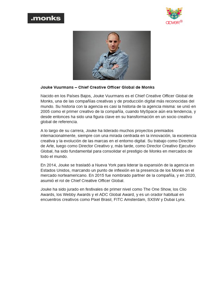 Jouke Vuurmans: CCO Global de Monks | PDF
