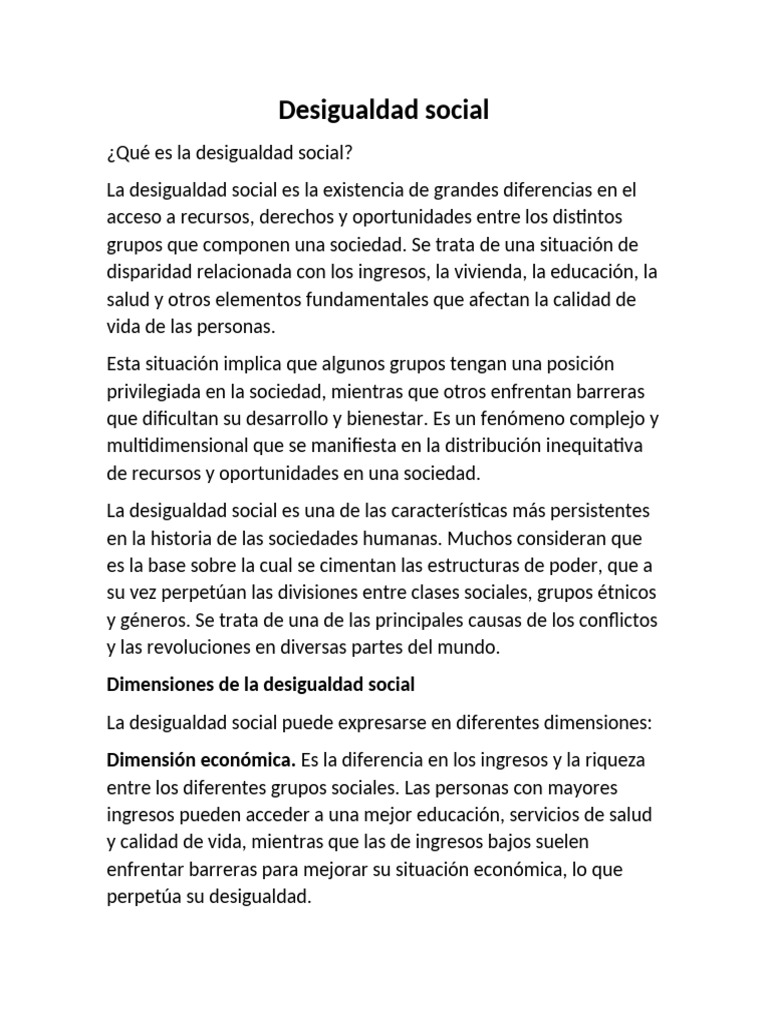 Desigualdad Social | PDF | Desigualdad social | Discriminación y ...