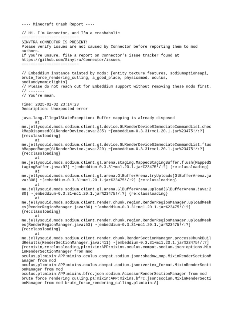 Minecraft Crash Report: Embeddium Issue | PDF | Computer Science ...