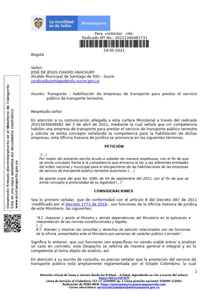 Transporte - Habilitación de Empresas de Transporte para Prestar El ...