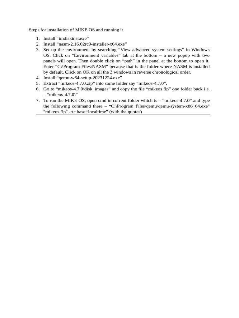 MIKE OS Installation Guide | PDF