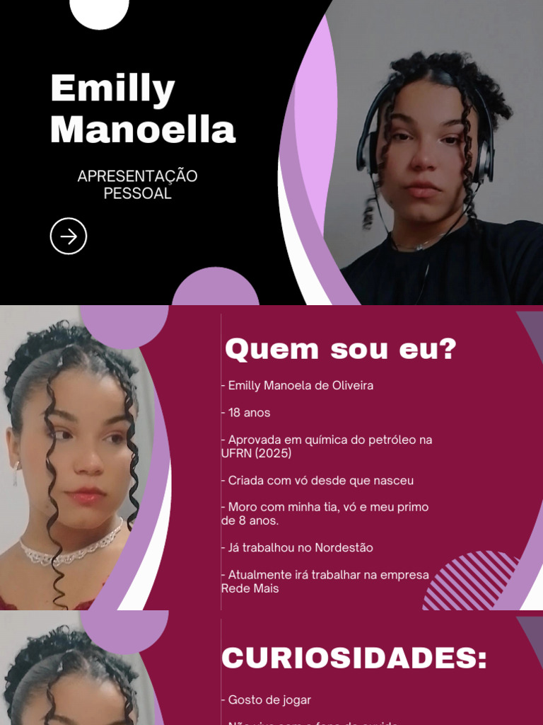 Apresentação Pessoal e Profissional Emilly Linda | PDF