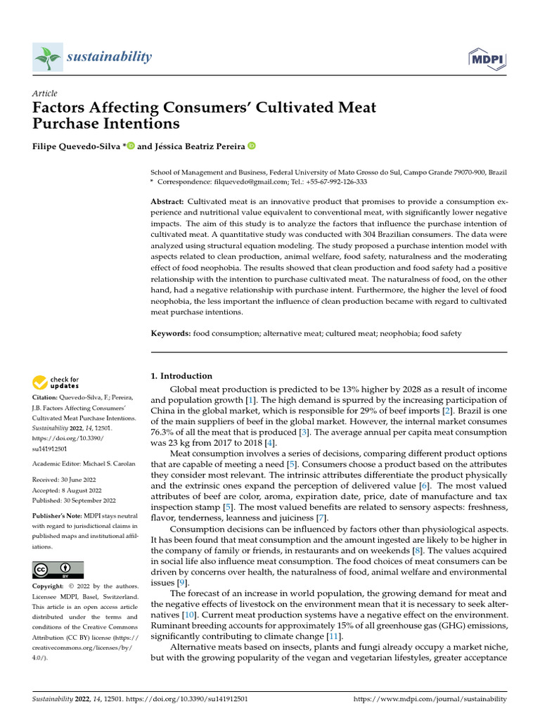 Photo inspiration: Fresh Look at 20 Factors Affecting Consumers Cultivated Meat Pdf Meat