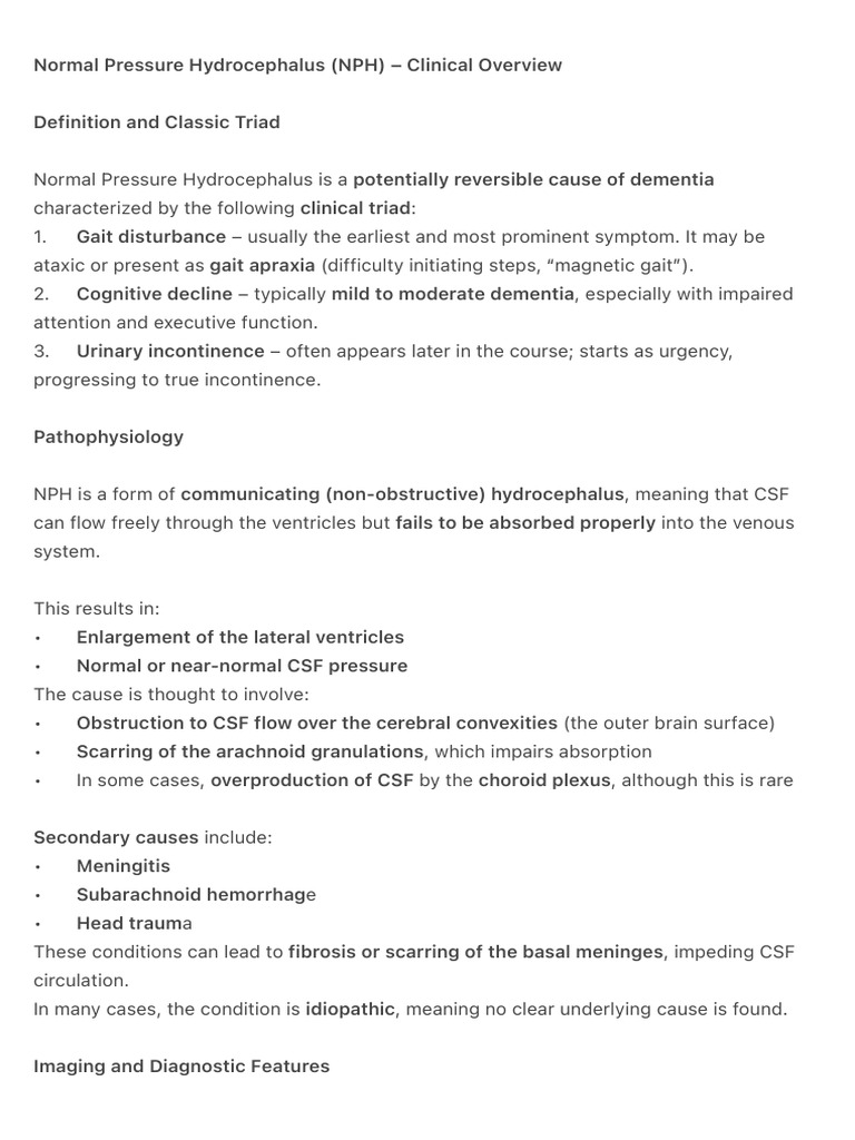 Normal Pressure Hydrocephalus Overview | PDF | Cerebrospinal Fluid ...
