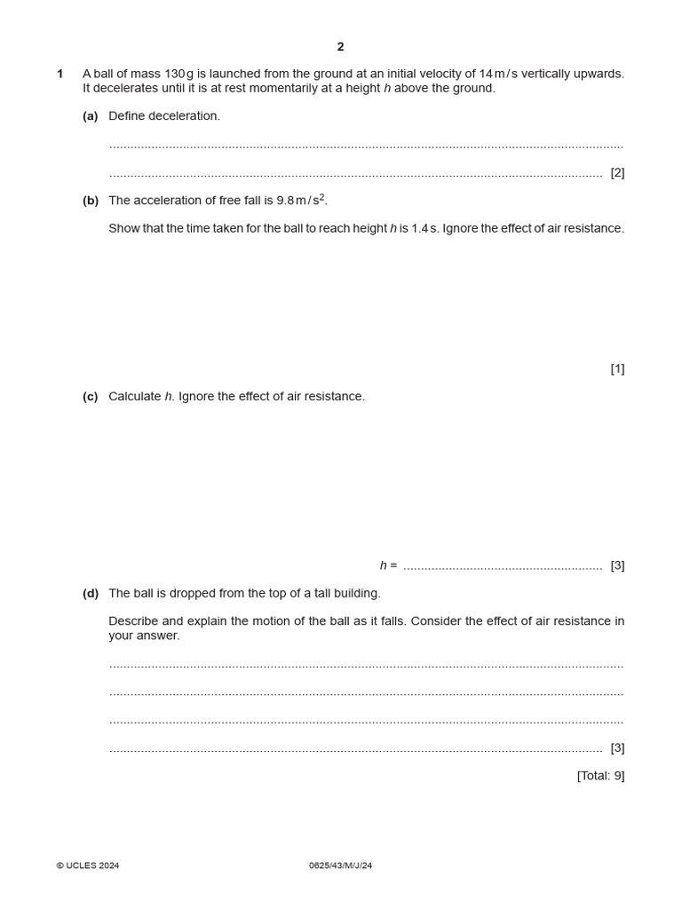 Physics Exam Questions on Motion and Energy | PDF | Heat | X Ray