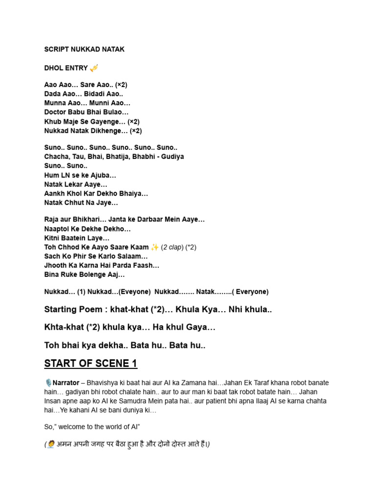 Nukkad Natak Script | PDF