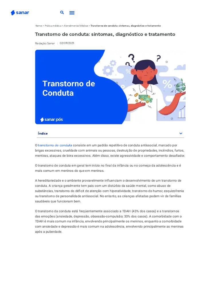 Transtorno de Conduta: Sintomas e Tratamento | PDF | Distúrbio mental ...