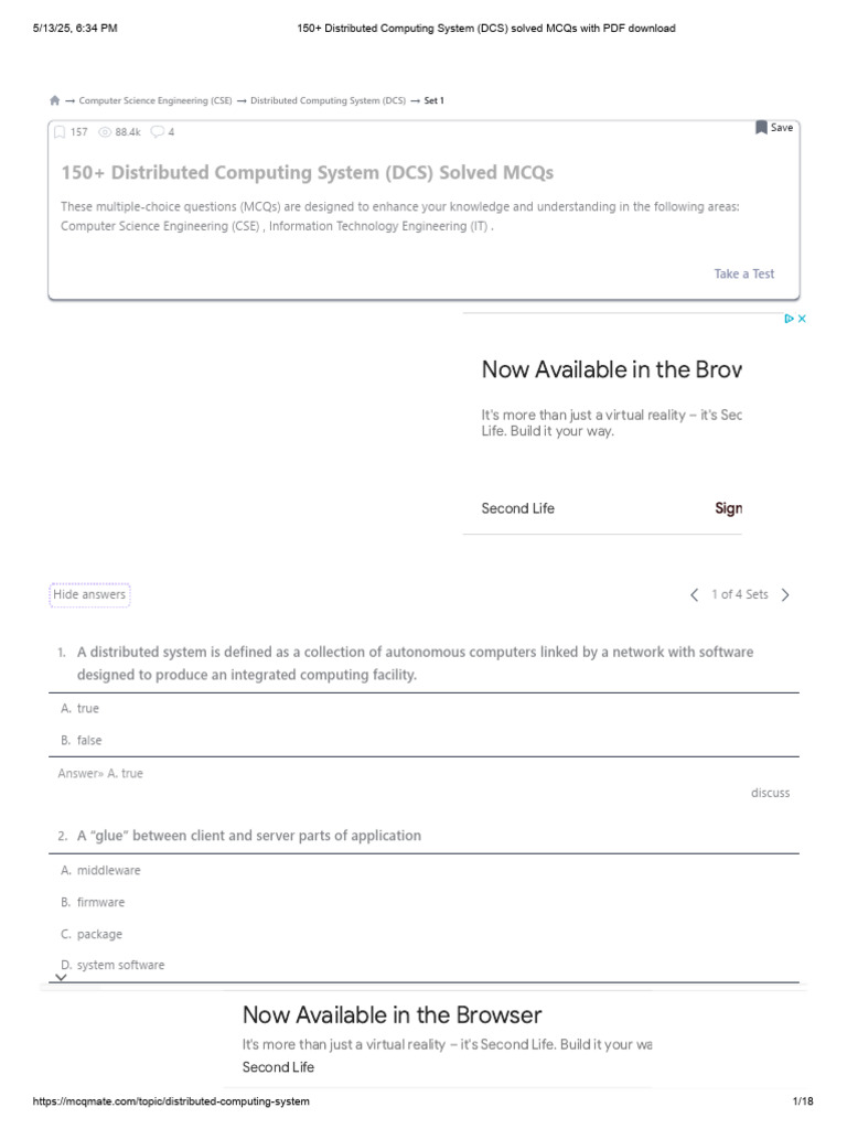 150+ Distributed Computing System (DCS) Solved MCQs With PDF Download ...