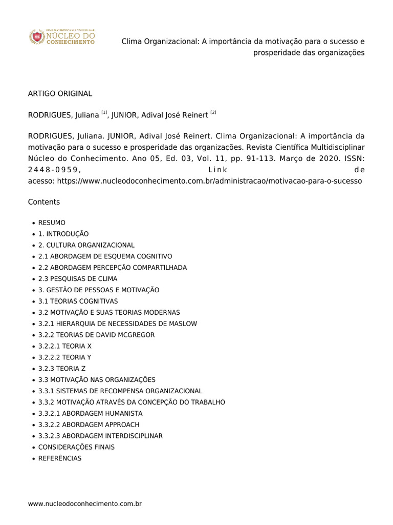 Clima Organizacional - A Importância Da Motivação para o Sucesso e ...