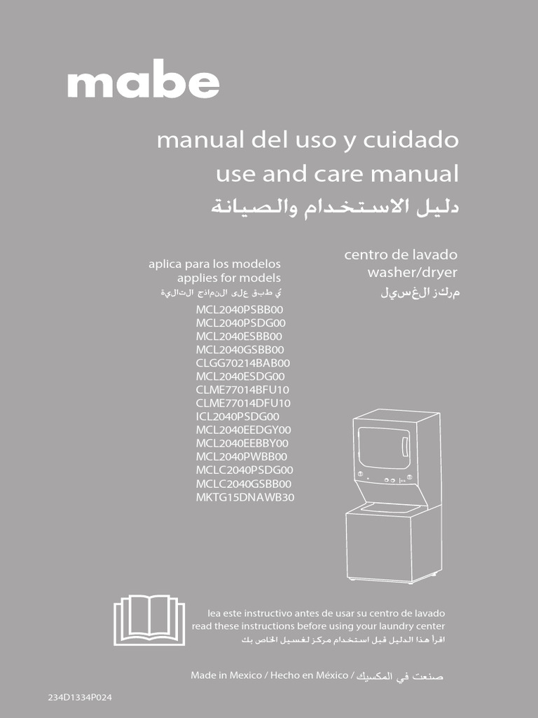 Manual de Uso Centro de Lavado Mabe | PDF | Secadora de ropa | Lavadora