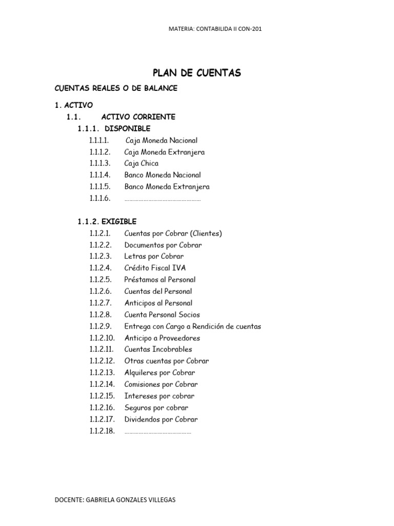 Plan de Cuentas | PDF | Economias | Dinero