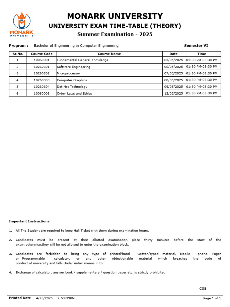 Bachelor of Engineering in Computer Engineering SEM-6 | PDF