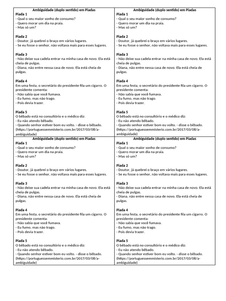 Humor e Ambiguidade em Piadas | PDF | Piadas