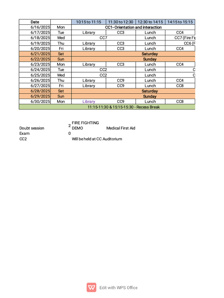 Rev 3.0 TimeTable - Hall - 10 - 07052025 | PDF