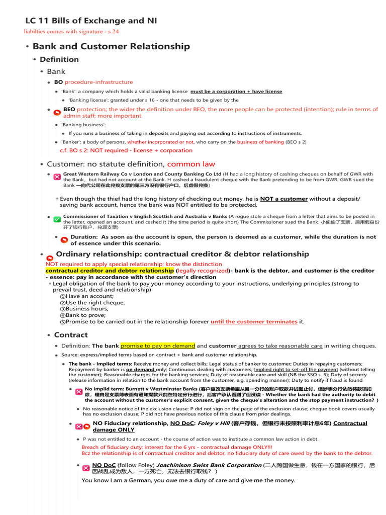 LC 11 Bills of Exchange and NI | PDF | Cheque | Banks