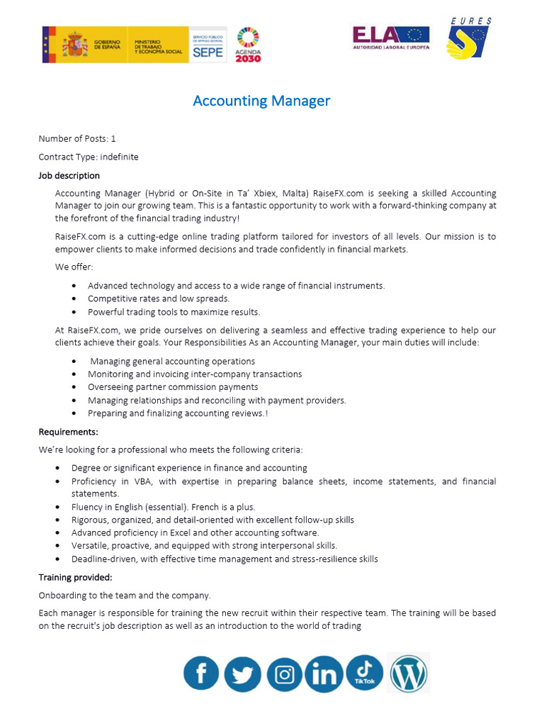 oferMalta14enero_Accounting-Manager | PDF | Business | Economies