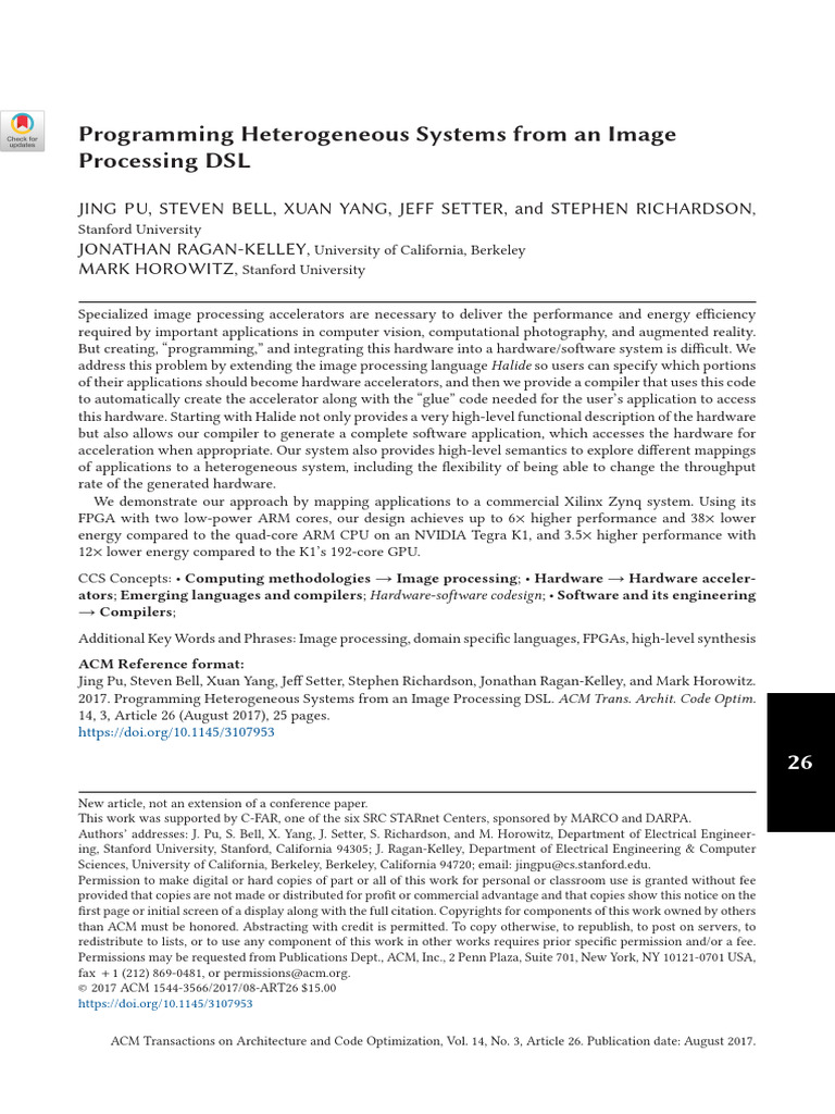 Image Processing DSL for Hardware Acceleration | PDF | Field ...