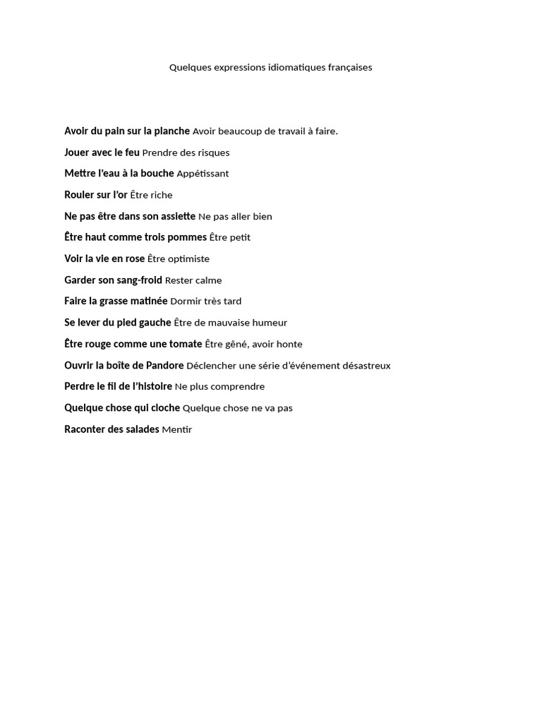 Expressions idiomatiques françaises | PDF