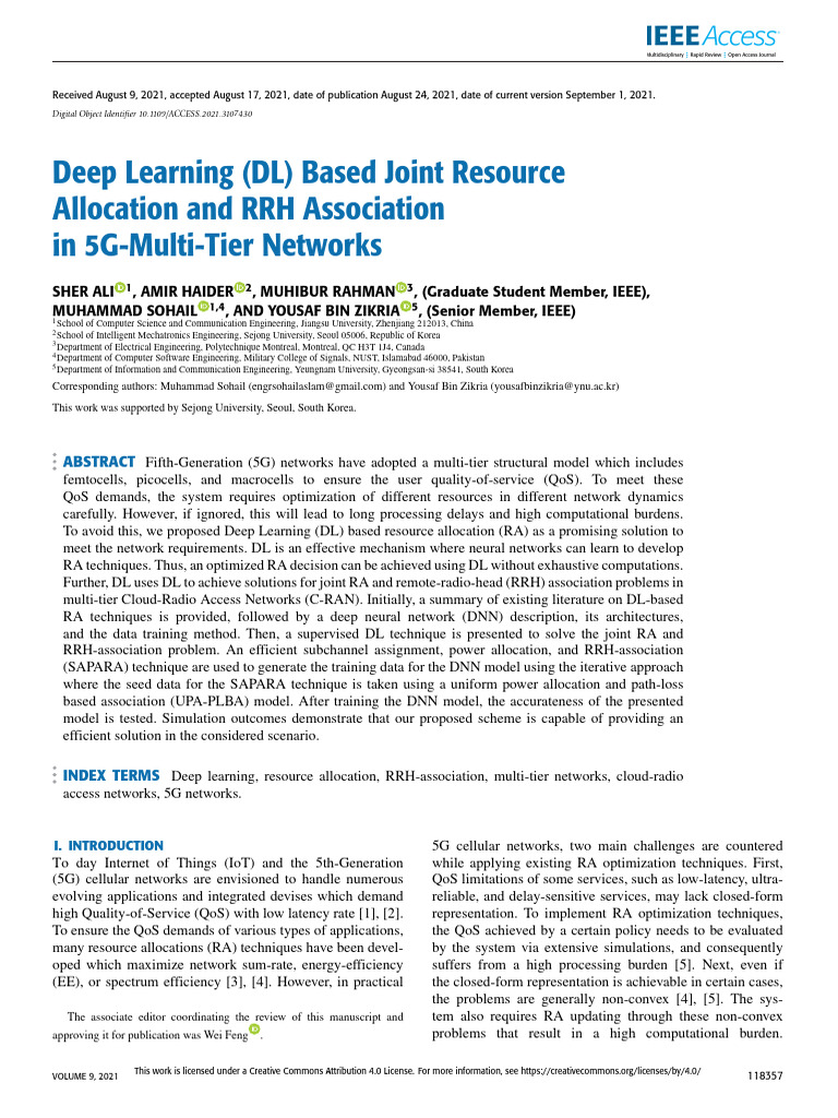 Deep Learning DL Based Joint Resource Allocation and RRH Association in ...