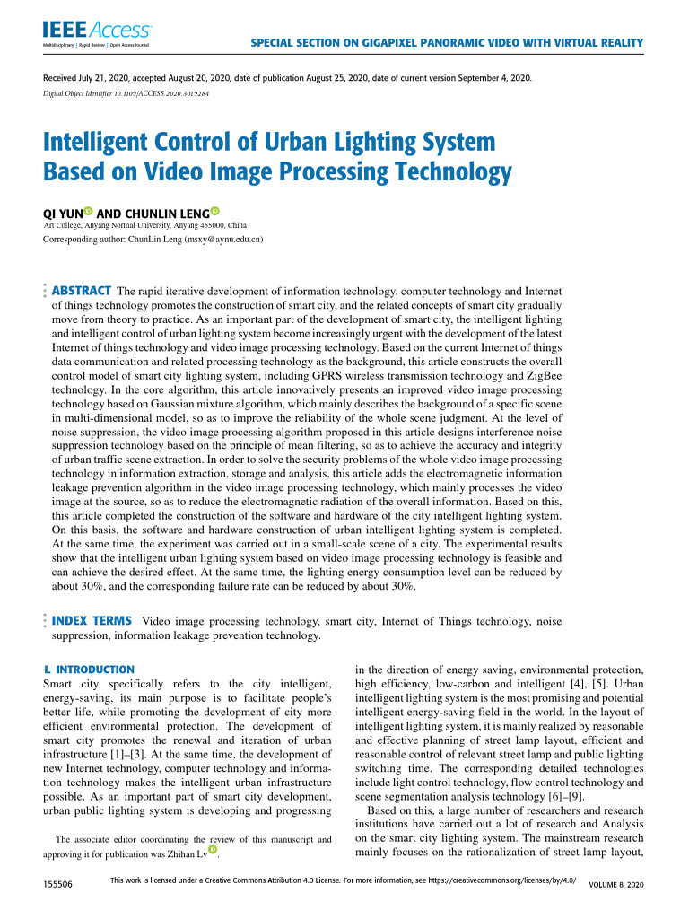 Intelligent Control of Urban Lighting System Based On Video Image ...