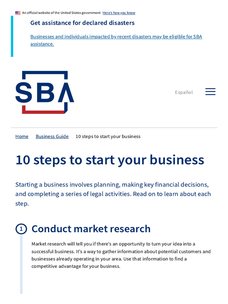 10 Steps To Start Your Business - U.S. Small Business Administration ...