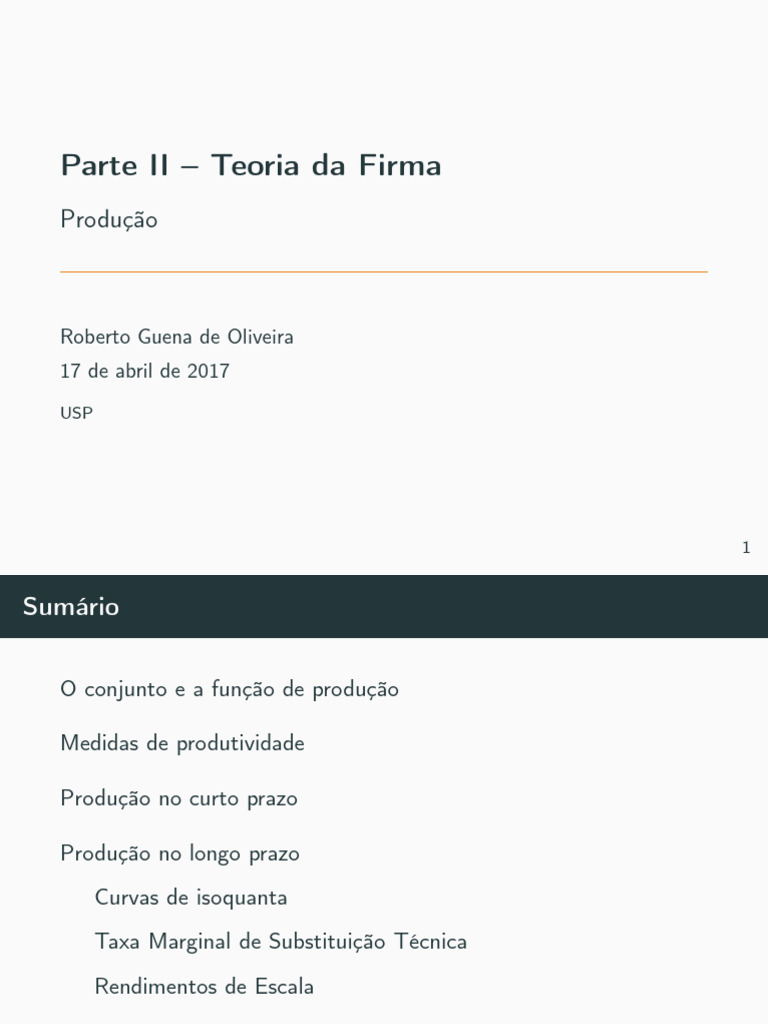 Rendimentos de Escala na Teoria da Firma | PDF | Economias | Produção e ...