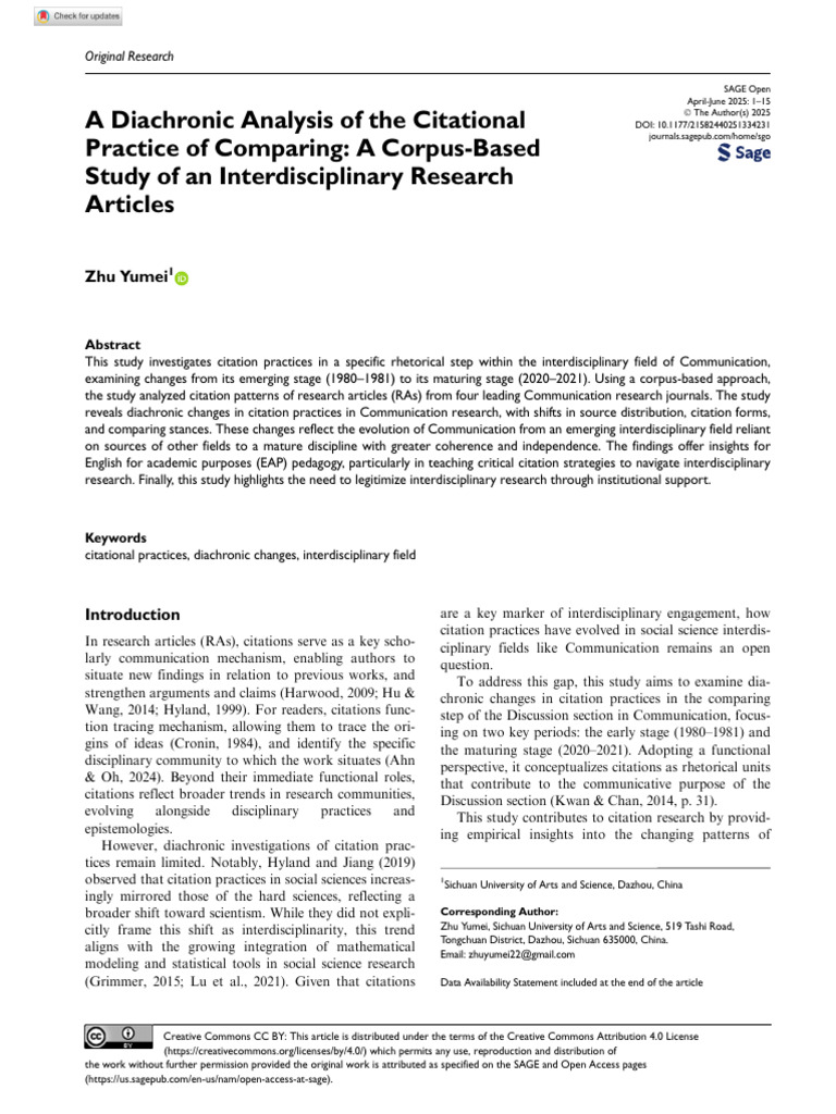 Yumei 2025 A Diachronic Analysis of The Citational Practice of ...