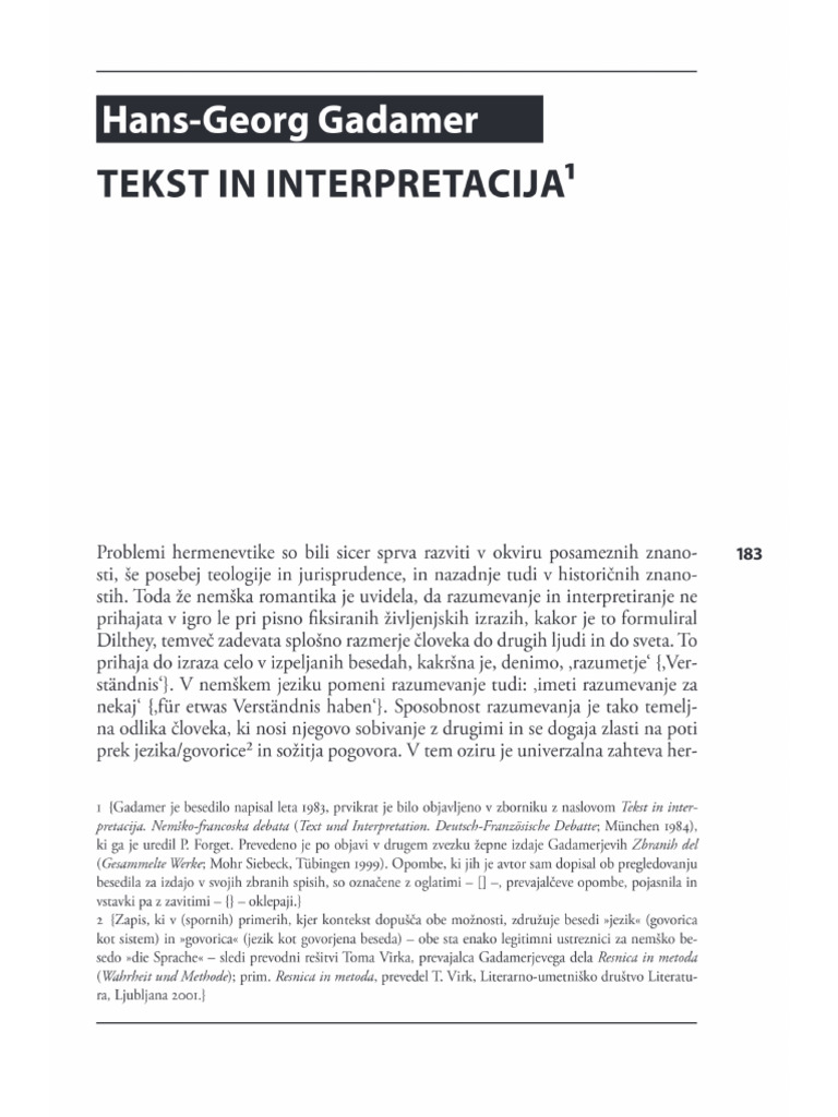 Tekst in Interpretacija | PDF