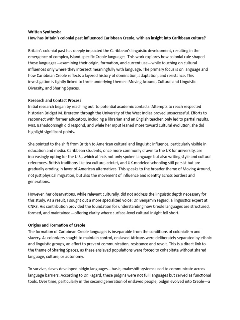 Impact of Colonialism on Caribbean Creole | PDF | English Language ...