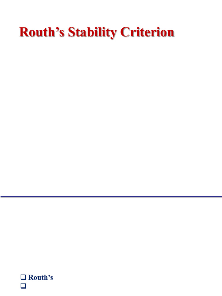 Routh's Stability Criterion Explained | PDF | Stability Theory | Equations