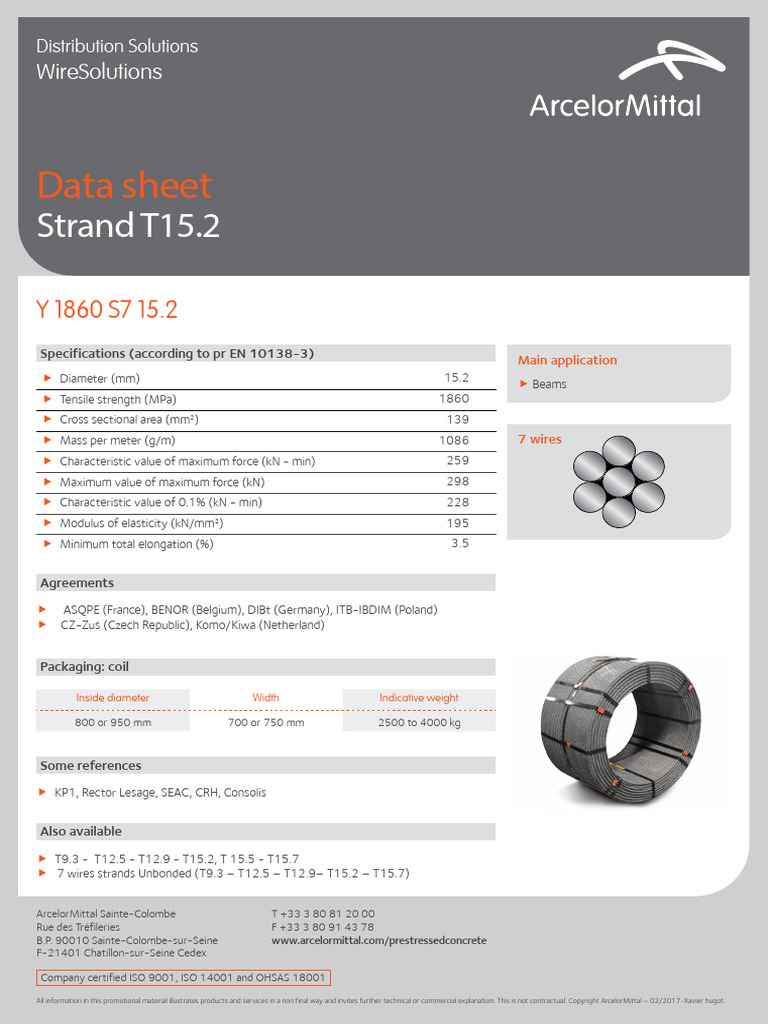 15.2 mm Strand Weight Specifications | PDF | Mechanics | Applied And ...