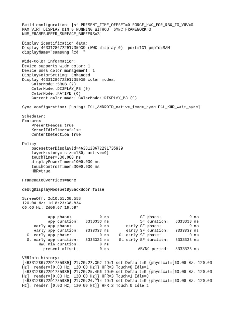 Samsung Display Configuration Details | PDF | Electronics | Video