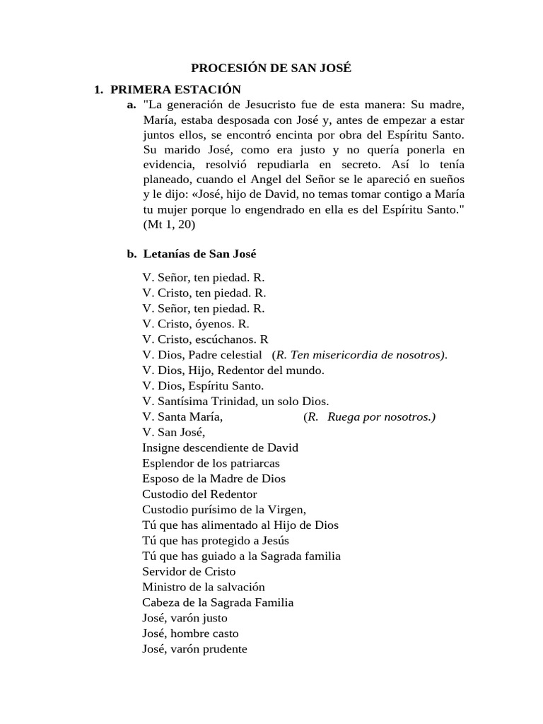 Procesión en honor a San José | PDF | San José | María, madre de Jesús