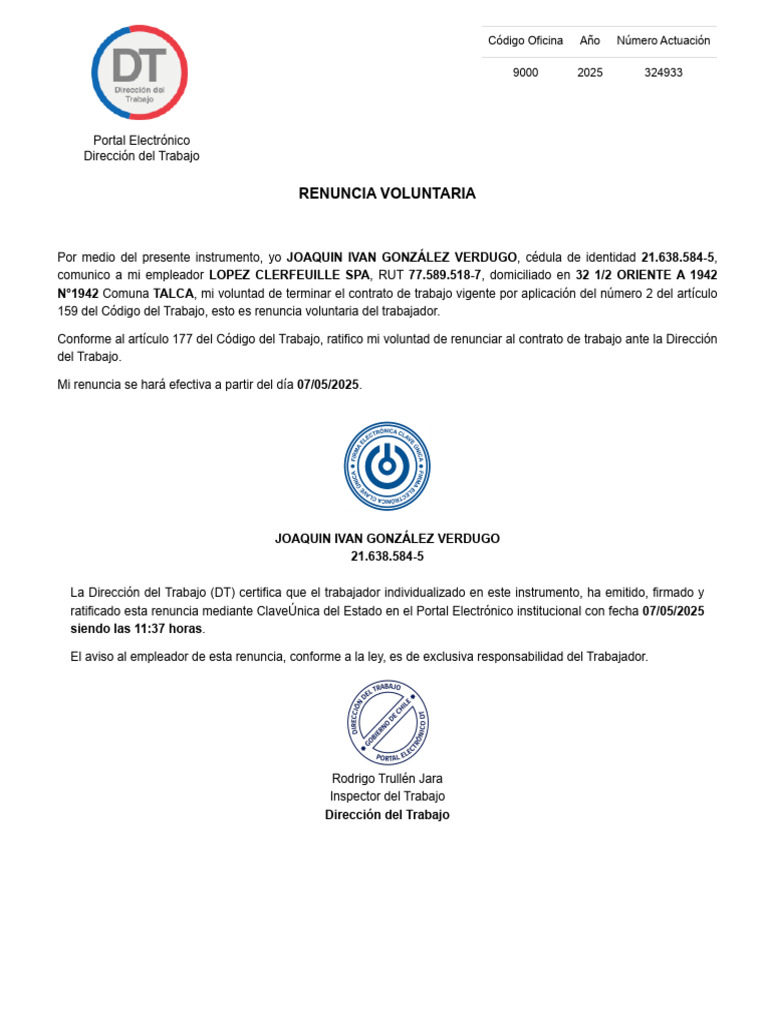 RenunciaElectronica 3798659 | PDF