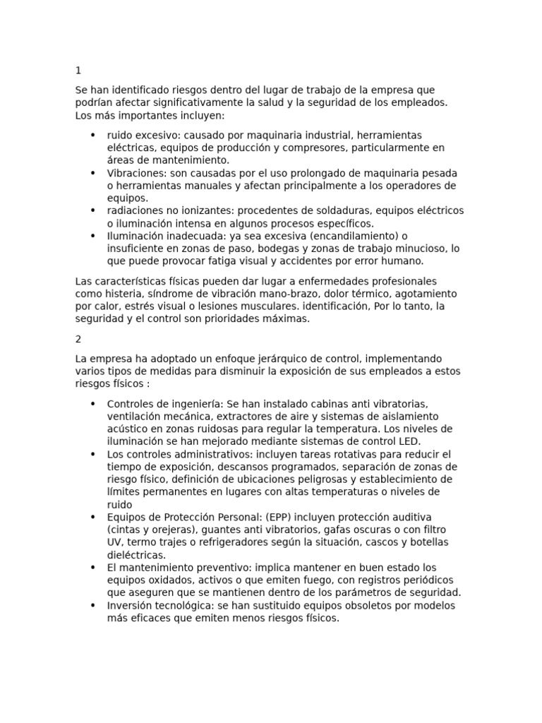 Riesgos Laborales y Medidas de Control Efectivas | PDF | ruido ...