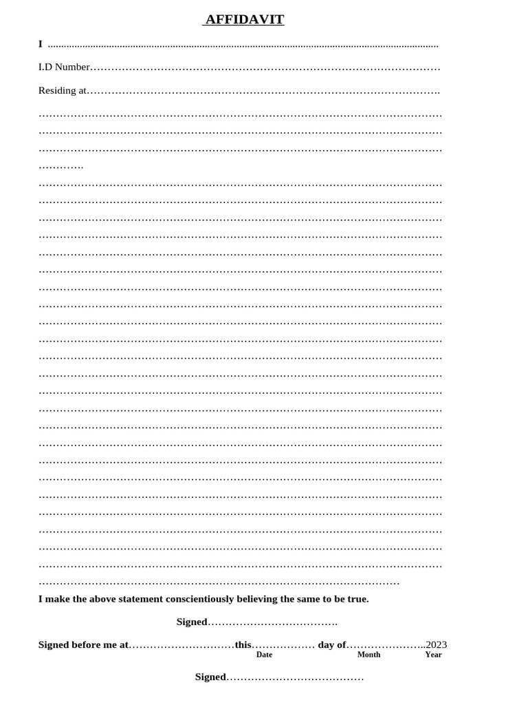 Affidavit Template for Legal Use | PDF
