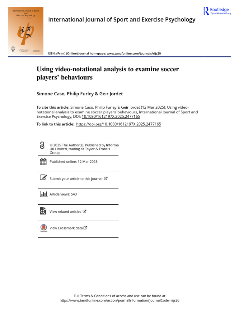 Using Video-Notational Analysis To Examine Soccer Players Behaviours ...