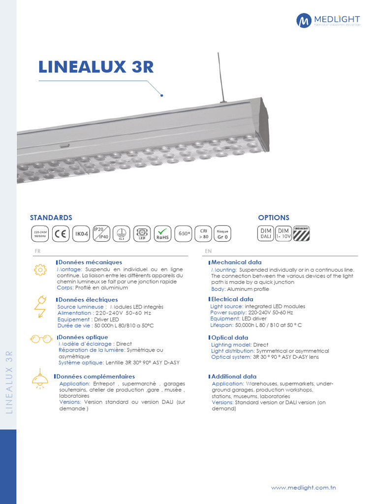 Éclairage LINEALUX 3R LED Suspendu | PDF | Phénomène physique | Radiation