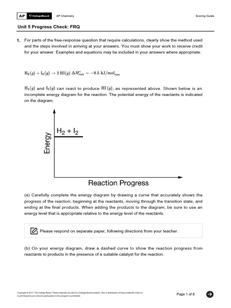 Unit 5 FRQ Scoring Guide AP Chemistry | PDF | Chemical Reactions ...