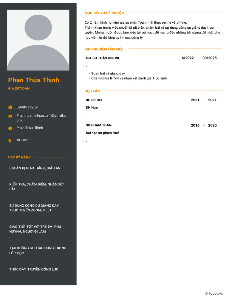 CV Phan Thừa Thịnh - .-TopCV - VN | PDF
