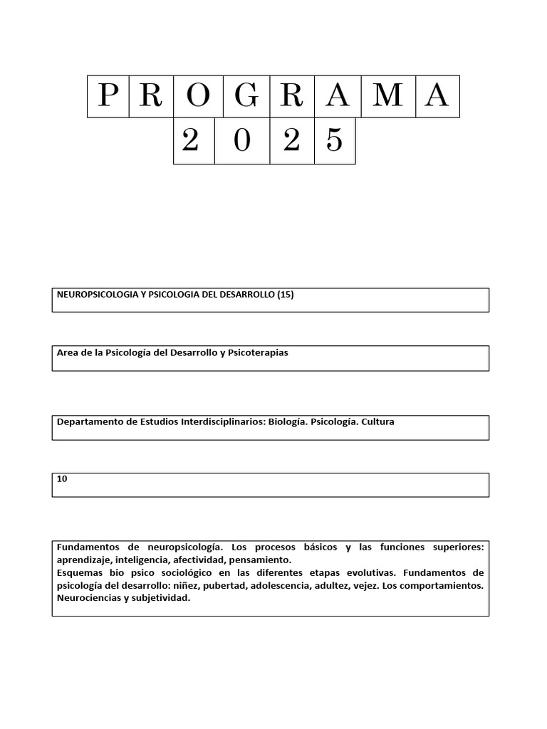 0 Programa 2025 - NPS y PD | PDF | Sicología | Vejez