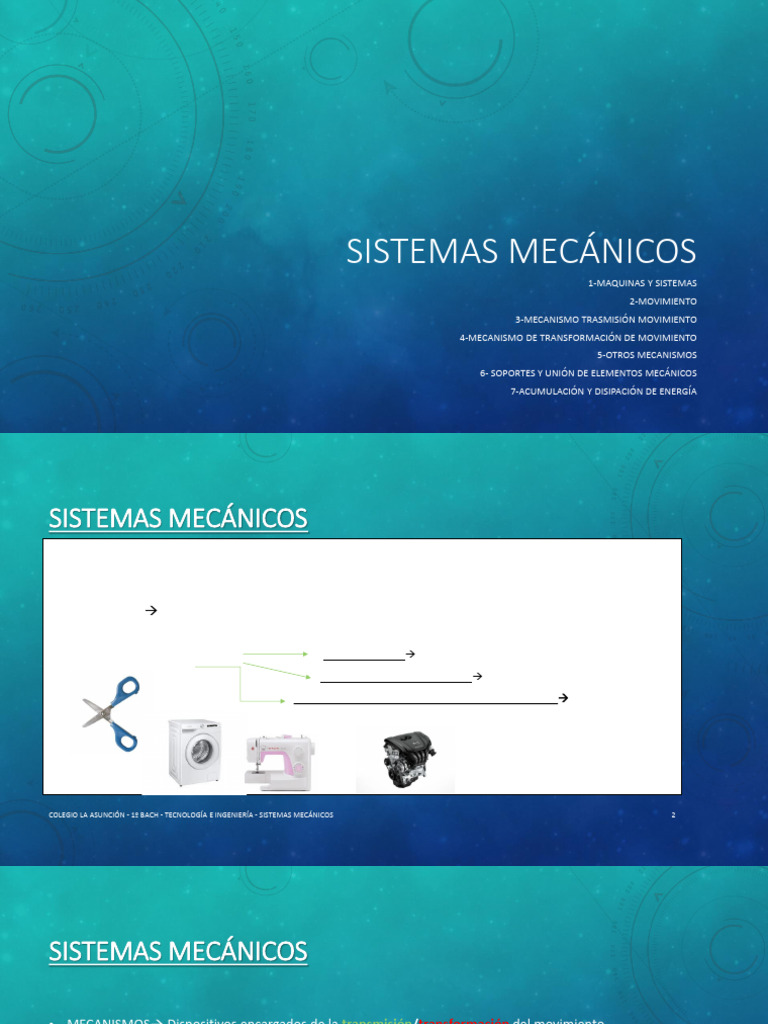 Sistemas Mecánicos 1bach Pdf Mecánica Ingeniería Mecánica