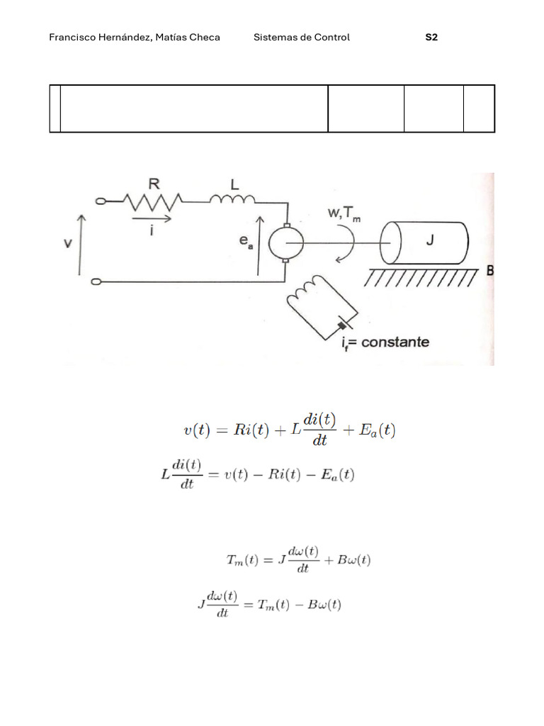 Modelado Matemático Del Motor DC | PDF | Ecuaciones | voltaje