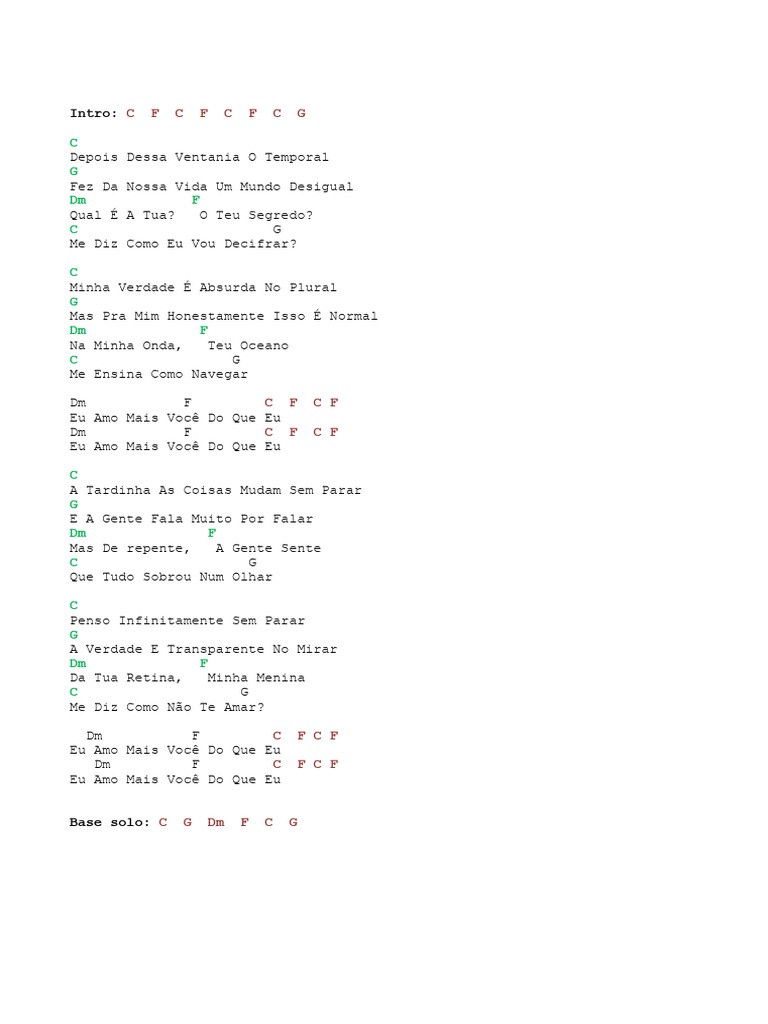 Eu Amo Mais Você - Cifras e Letra | PDF
