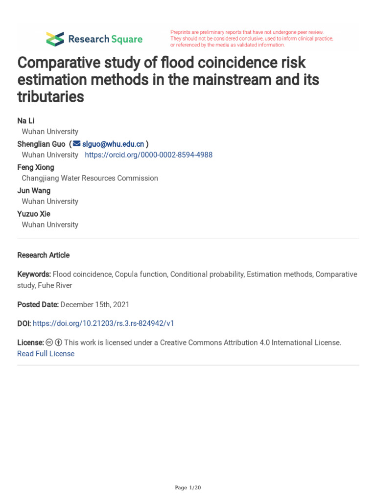 Comparative Study of Flood Coincidence Risk Estima | PDF | Flood ...