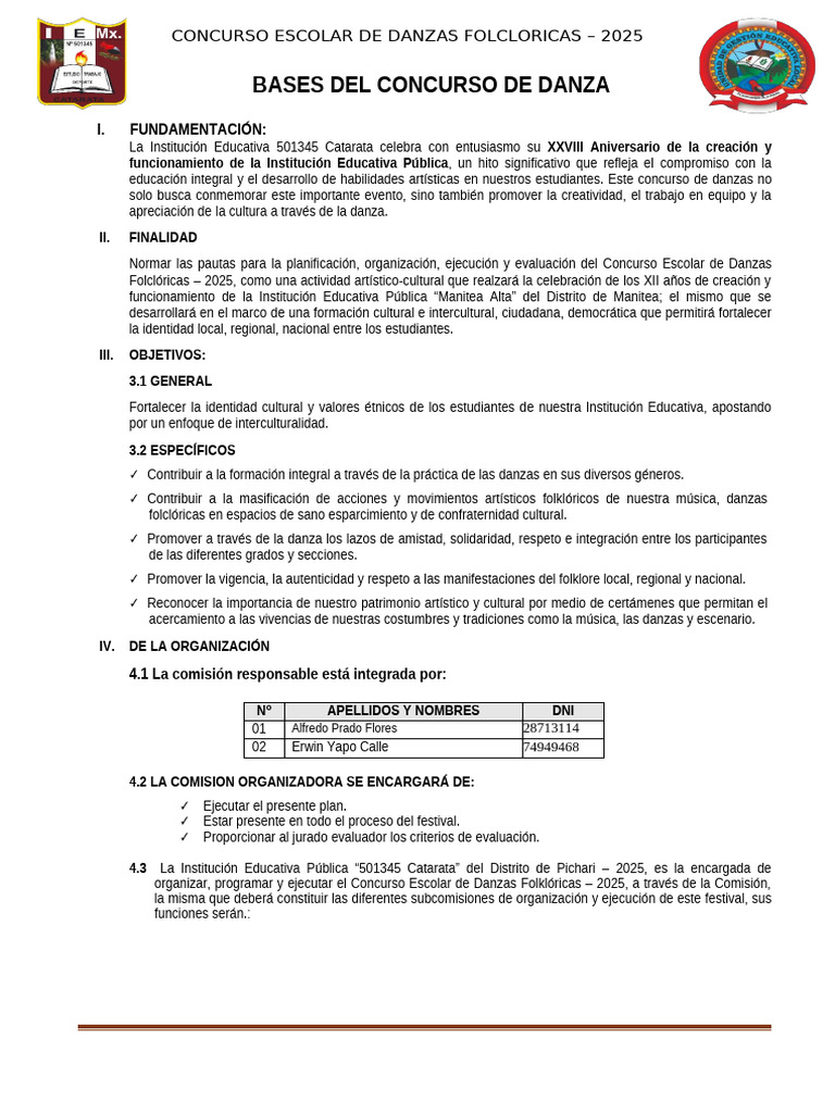 Concurso Escolar de Danzas 2025 | PDF | Ritmo | Folklore