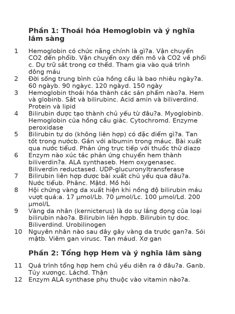 Phần 1 Thoái Hóa Hemoglobin Và ý Nghĩa Lâm Sàng Pdf