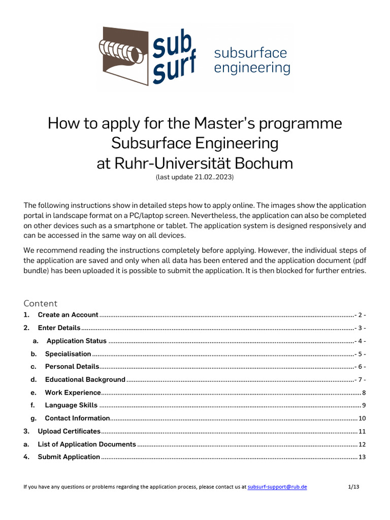 Master's Application Guide: Subsurface Engineering | PDF | Academic ...